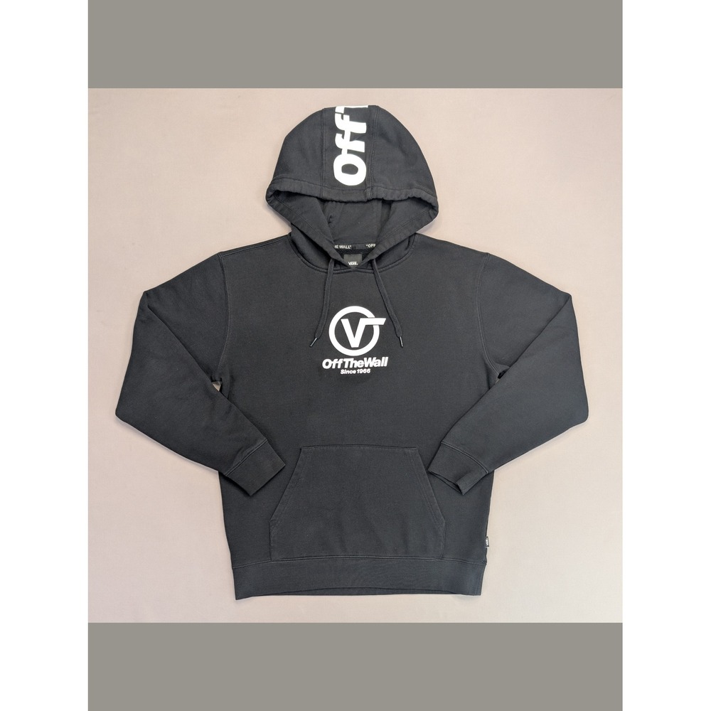 Vans Off The Wall Hoodie Black Logo Pullover Mens M Streetwear